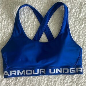 Under Armour Sports Bra with Racerback Design medium blue  and white
